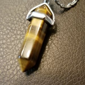 VINTAGE Tigers eye Necklace pendant with sterling silver